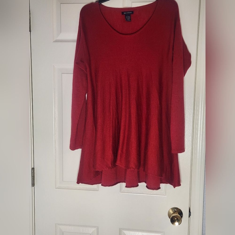 Max Edition L Red WOOL Blend Longsleeves Knit Women's Sweater Tunic